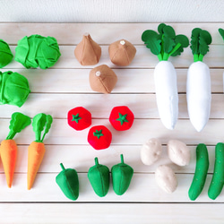 完成品】フェルト ままごと スーパーマーケット 新鮮お野菜① 8種