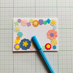 お花がいっぱい　ミニメッセージカード&封筒　母の日・バースデーカード等　ブルー 6枚目の画像