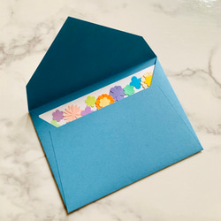 お花がいっぱい　ミニメッセージカード&封筒　母の日・バースデーカード等　ブルー 7枚目の画像