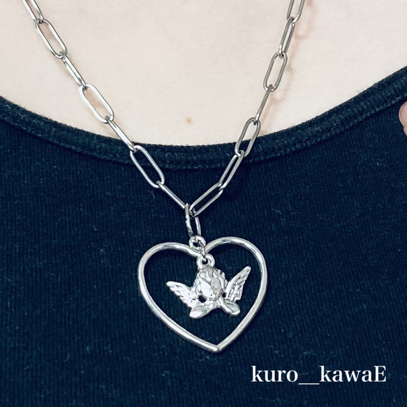 Angel Heart Necklace / Angel Korean Mine-based Sickly Cute Silve 第7張的照片