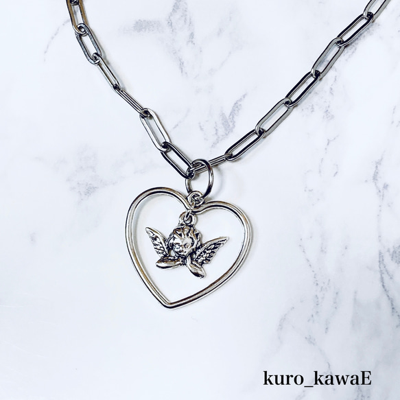 Angel Heart Necklace / Angel Korean Mine-based Sickly Cute Silve 第1張的照片