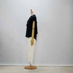 【期間限定　送料無料】スカートとパンツスタイルで顔が変わる　透けないジョーゼット衿ブラウス　ブラック 12枚目の画像