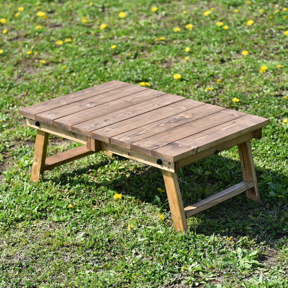 折たたみテーブル　アウトドアテーブル　キャンプテーブル　ソロキャンプ・デュオキャンプに！(チューダーオーク) 9枚目の画像