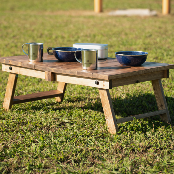 折たたみテーブル　アウトドアテーブル　キャンプテーブル　ソロキャンプ・デュオキャンプに！(チューダーオーク) 10枚目の画像