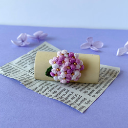 刺繍糸で編んだ紫陽花ブローチ(ピンク) 7枚目の画像