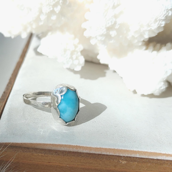 早い者勝ちSALE♡Sea simple ring silver925♡鮮やかな優しいハイクオリティラリマー 6枚目の画像