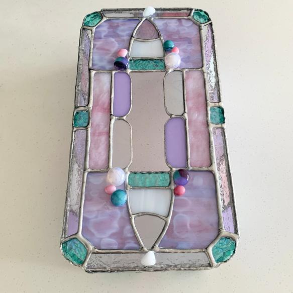 玻璃紙巾盒“粉紫色蘭花” 第5張的照片