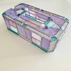 玻璃紙巾盒“粉紫色蘭花” 第7張的照片