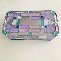 ガラス製ティッシュボックスケース 『Pink purple orchid』 2枚目の画像