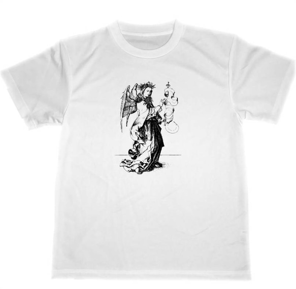 アンノウン パロディT教会Tキリスト教T ビンテージ マルティン・ショーンガウアー 天使 ドライ Tシャツ 名画 版画 天使