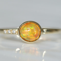 K10製 メキシコオパールとダイヤモンドのリング 指輪・リング nanakiyo