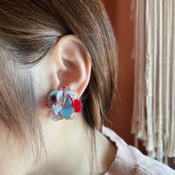 富士手繪貼耳(一對)/樹脂/耳環/貼耳 第2張的照片