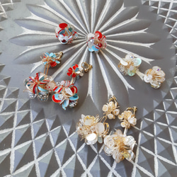 富士手繪貼耳(一對)/樹脂/耳環/貼耳 第1張的照片