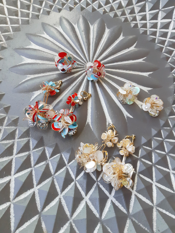 富士手繪貼耳(一對)/樹脂/耳環/貼耳 第1張的照片