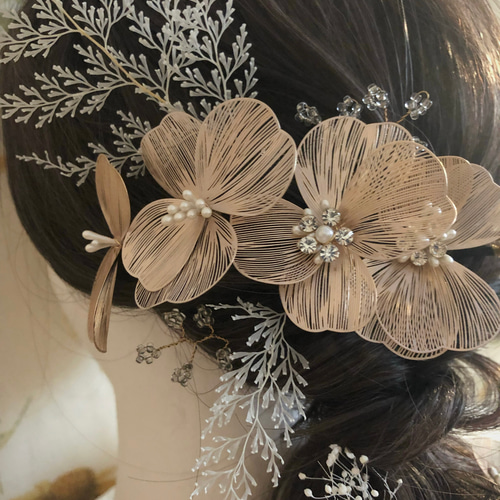 金細工のヘッドフラワー 金細工のヘッドフラワー ヘッドドレス（ウェディング