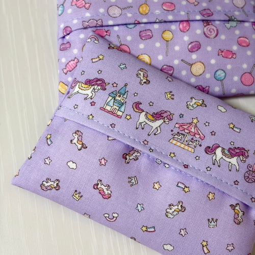 子供用 ミニポケットティッシュケース カバー ユニコーンとキャンディ