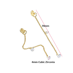 新作【2件】約70mm長鏈金耳環帶搖曳小號CZ Back catch NF 第5張的照片
