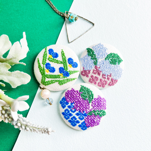 梅雨の花 ツユクサ風 ヘアゴム 梅雨の花 ツユクサ風 ヘアゴム