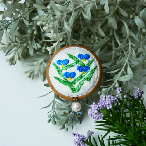 梅雨の花 ツユクサ風 ヘアゴム 梅雨の花 ツユクサ風 ヘアゴム