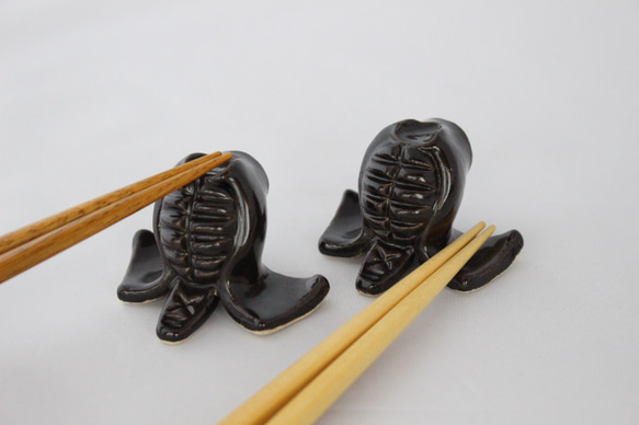 剣道のメン＆コテ箸置きセット（黒マット色） 3枚目の画像