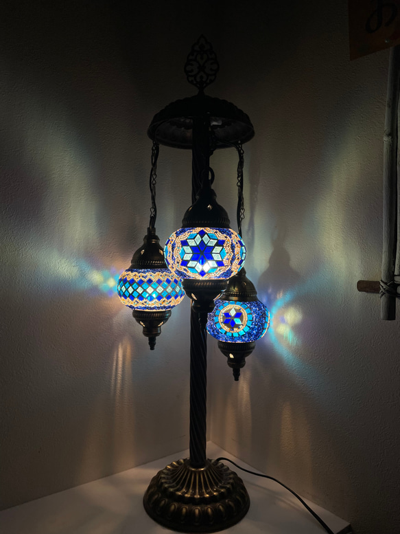 フロアランプ 3灯 ライト モザイク トルコ 照明 フロアスタンド バイオレット フロアランプ 3灯 ライト モザイク トルコ 照明 フロアスタンド