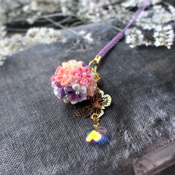 ❁着物パステル桜C根付けストラップ・大人かわいいつまみ細工