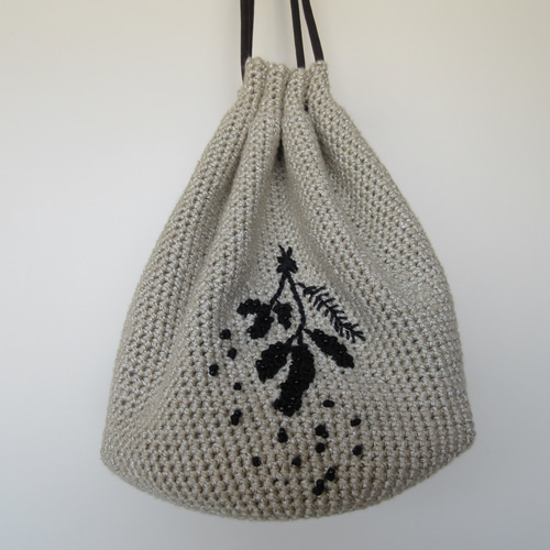 かぎ針編みの丸底巾着バッグ《ミモザ》 巾着バッグ えふF 通販