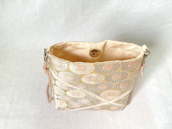 obiサコッシュ 『花尽くし』 帯/シルク/スマホショルダー 5枚目の画像