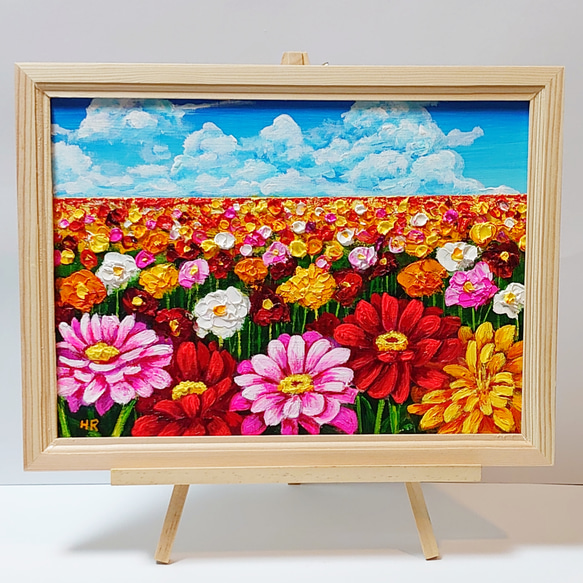 激安人気新品 【ジニアのお花畑】 絵画 油絵 絵画 14040589｜Creema 通販 HR 絵画
