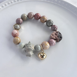 オリジナル かわいい配色 天然石アラシャンアゲートのブレスレット