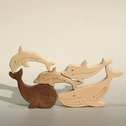 木のパズル S  　鯨とイルカ 2枚目の画像