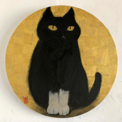 肉筆画  「そーねこ」 円型30／2682-002 1枚目の画像