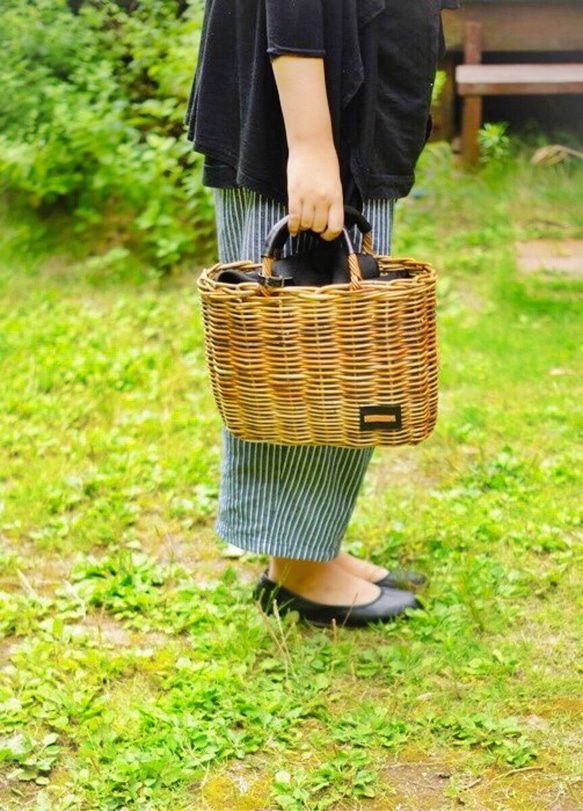 antique*大き目トート型*大人カゴバッグ*本革*アラログ*かごバッグ*牛革* 6枚目の画像