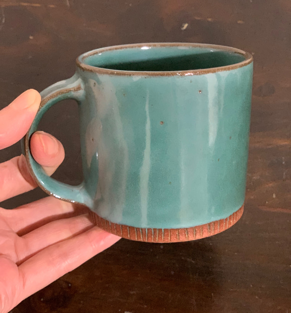 陶器　緑青マグカップ 9枚目の画像