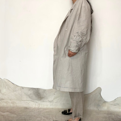 [ Ladies ] カスミソウ刺繍ライトコート -light gray- 梅雨寒軽量アウター 15枚目の画像