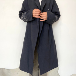 [ Ladies ] カスミソウ刺繍ライトコート -dark navy- 梅雨寒軽量アウター 12枚目の画像