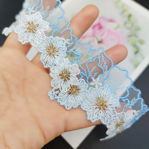 品番HR903 花 チュールレース ハンドメイド素材 桜 パーツ モチーフ 1m