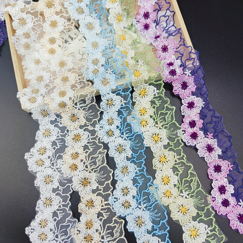品番HR903 花 チュールレース ハンドメイド素材 桜 パーツ モチーフ 1m