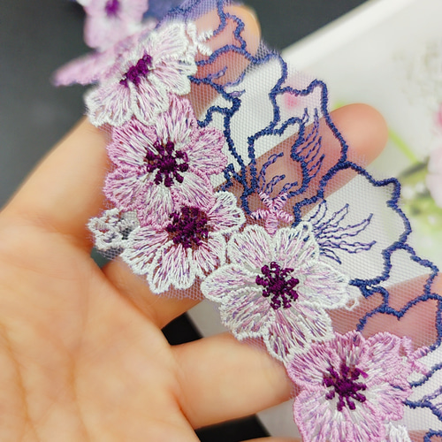 品番HR903 花 チュールレース ハンドメイド素材 桜 パーツ モチーフ 1m