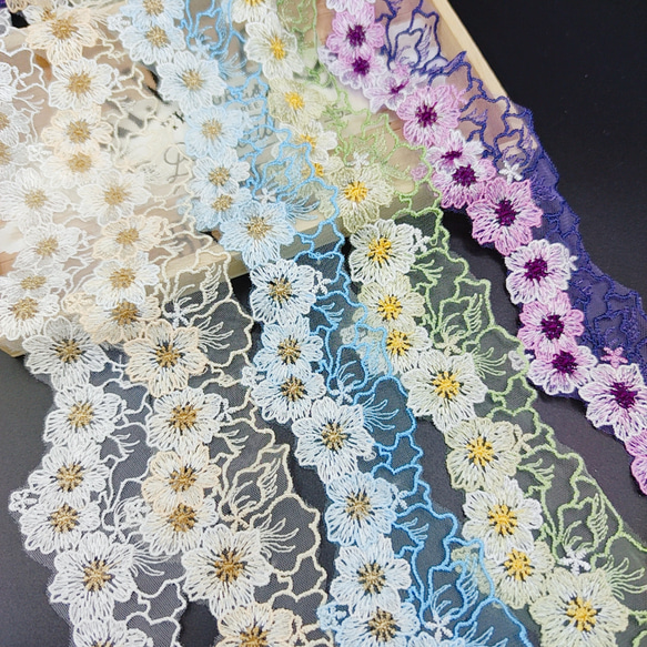 品番HR903 花 チュールレース ハンドメイド素材 桜 パーツ モチーフ 1m