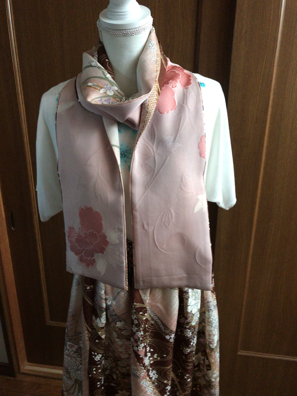 着物リメイクストール  ピンク花柄系 6枚目の画像