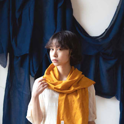 Organic Cotton 葉の織模様コンパクトマフラー【アーティチョーク／ボタニカルダイ】 3枚目の画像