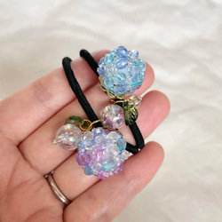 hydrangea hair band／yukata　紫陽花ヘアゴム　紫陽花ハンドメイド2024 7枚目の画像