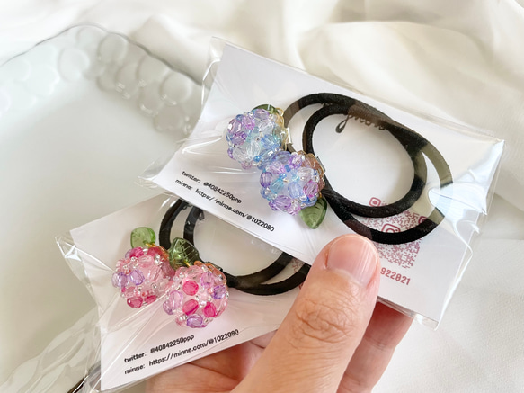 hydrangea hair band／yukata　紫陽花ヘアゴム　紫陽花ハンドメイド2024 10枚目の画像