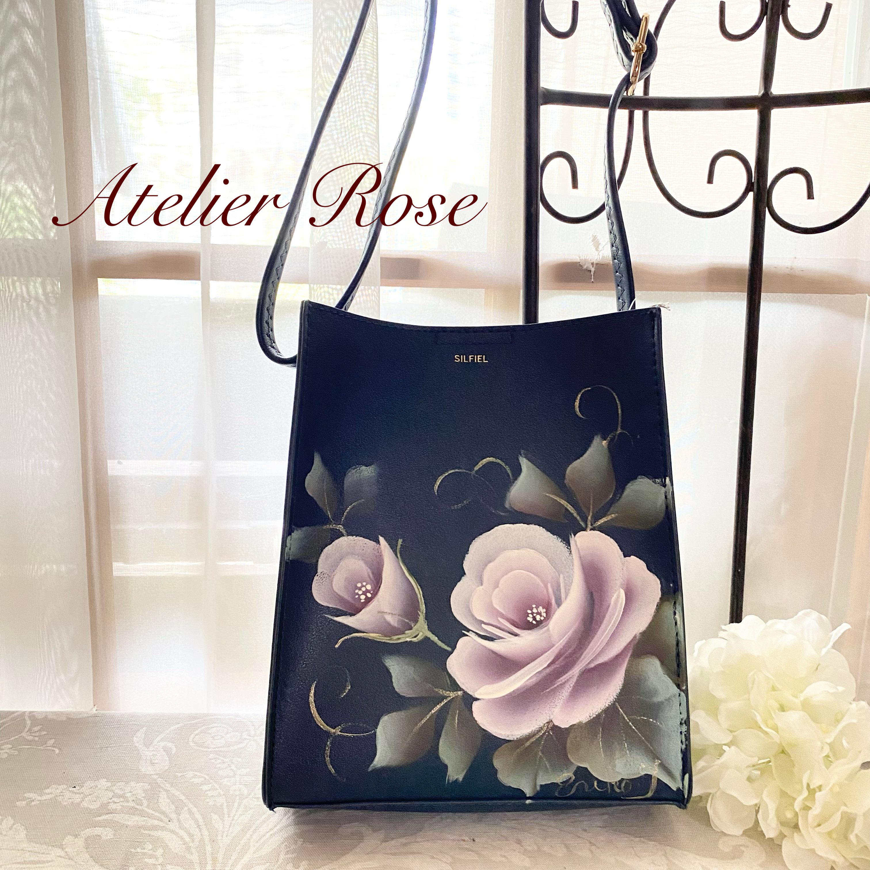 バック　薔薇　手描き　トールペイント リュック 薔薇 手描き トールペイント リュック・バックパック