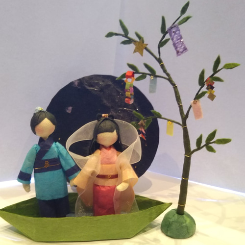 七夕傘糸巻吊るし飾り「織姫・彦星」19連 七夕傘糸巻吊るし飾り「織姫・彦星」19連 七夕傘糸巻吊るし飾り