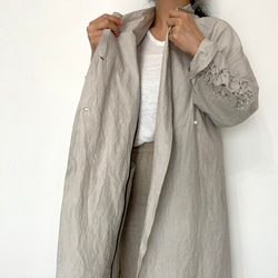 [ 親子セット ] カスミソウ刺繍ライトコート -light gray- 梅雨寒軽量アウター 17枚目の画像