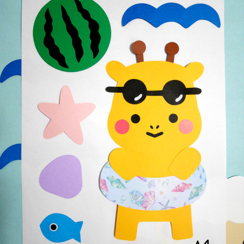 8月 夏☆楽しい海水浴の壁面飾り 切り絵 yururi(3/22〜ショップお休み  