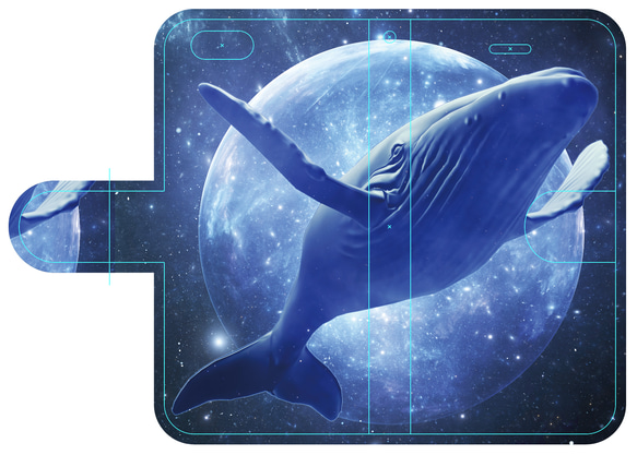 新品送料無料 iPhoneケース 手帳型 空泳ぐクジラ3 1枚目の画像