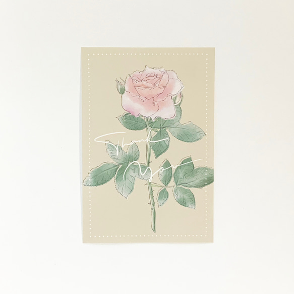 ピンクオレンジのバラのポストカード Thank You【A-1】 1枚目の画像